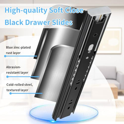 Soft Close Drawer Slides 5 Pairs Full Extension 12 14 16 18 20 22 24 inch Side Mount Pull Out Kitchen Cabinet Rails Bracket Replacement Ball Bearing Tracks kit Guide Runner 100 LB Capacity - size: 12 Inch, style: Soft close-5 pair