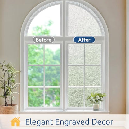 rabbitgoo Window Privacy Film Frosted Glass Film, Decorative Cling UV Sun Blocking Decals, Frosting Window Clings for Home Bathroom Door Coverings, 35.4 X 157.4 inches - size: 35.4" X 157.4"