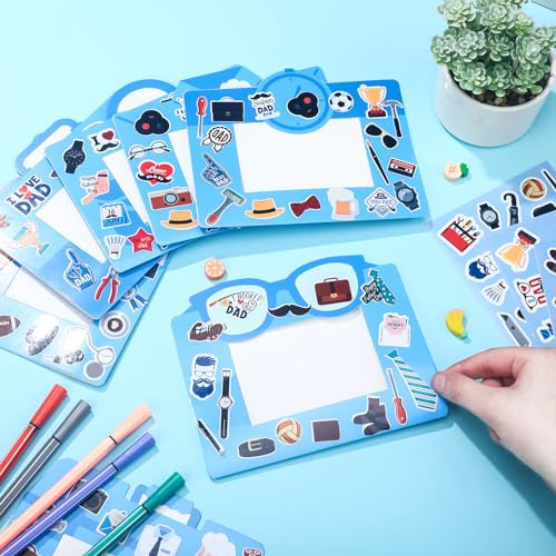 96 Pcs Father's Day Picture Frame Crafts DIY Photo Frame Crafts with Stickers for Happy Fathers Day Themed Home Activities Gifts Party Decorations - style: Happy Father's Day