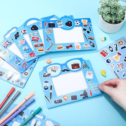 96 Pcs Father's Day Picture Frame Crafts DIY Photo Frame Crafts with Stickers for Happy Fathers Day Themed Home Activities Gifts Party Decorations - style: Happy Father's Day