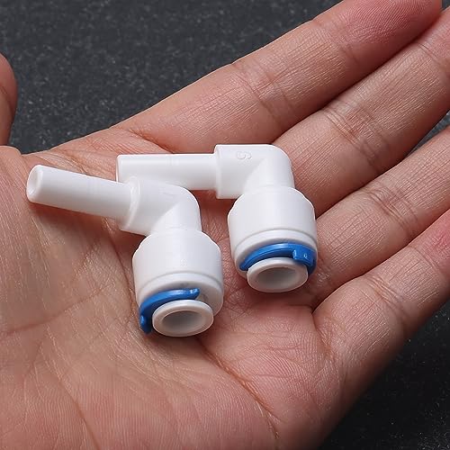 Elbow Water 1/4-Inch Tube Quick Connect Fitting +5 Lock Clips for Reverse Osmosis Filter Pack of 5