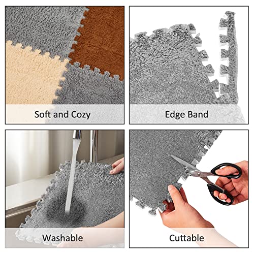 Amylove 36 Pcs Foam Interlocking Carpet Tiles,Apricot, Coffee, Gray - color: Apricot, Coffee, Gray
