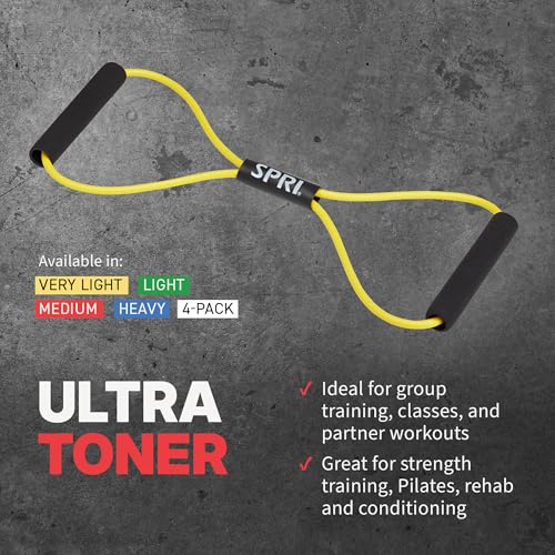 SPRI Ultra Toner Resistance Band, Figure-8 Cord (Multi 4-Pack)