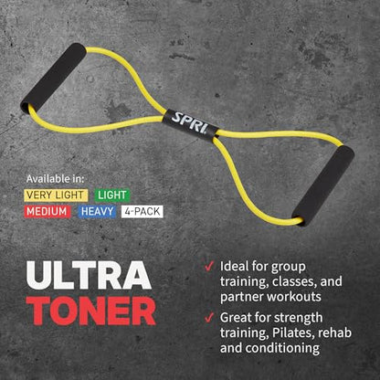 SPRI Ultra Toner Resistance Band, Figure-8 Cord (Multi 4-Pack)