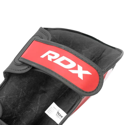 RDX Shin Guards for Kickboxing, MMA, Muay Thai Training, Maya Hide Leather Instep Pads for Sparring, Martial Arts, Gear for BJJ and Boxing - color: RED BLACK