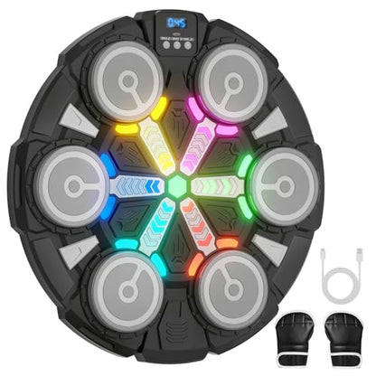 Music Boxing Machine, Wall Mounted Punching Bag with Bluetooth - color: Colorful