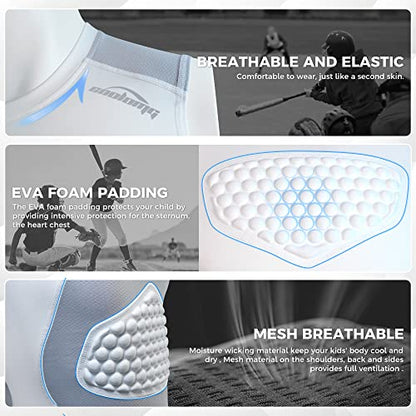 COOLOMG Youth Chest Protector Baseball Softball Football Lacrosse - color: White, size: Small