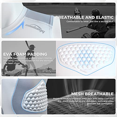 COOLOMG Youth Chest Protector Baseball Softball Football Lacrosse - color: White, size: Large