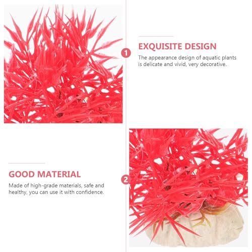 Beaupretty 20Pcs Decorative Fake Aquarium Plants Fish Tank Grass Artificial Plastic Aquatic Decor for Fish Tanks and Aquariums with Green and Crimson Grass Clumps and Lifelike Desktop