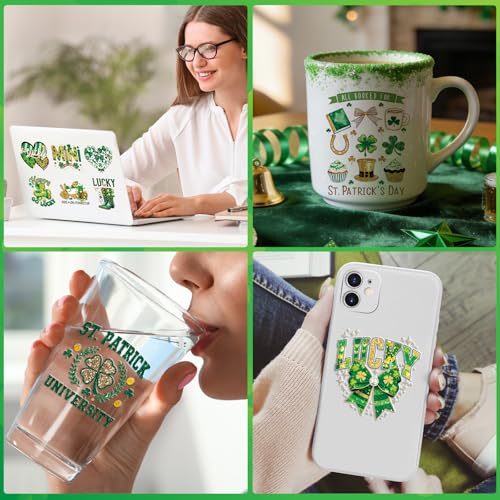 UV DTF Cup Wrap - 20 Pcs St Patricks Day Bow UV DTF Transfers Stickers for 16 OZ Lucky Shamrock Waterproof UVDTF Transfer Decals for Glasses Cups Mug DIY Crafts - style: St Patricks Day