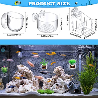 20 Pcs Aquarium Plant Holder with Hole Transparent Acrylic Suction Cup Aquarium Aquatic Planter Cups Fish Tank Aquascape Decoration, 3 Shapes