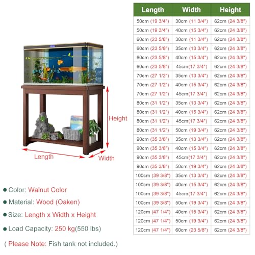 Solid Wood Fish Tank Stand, Aquarium Stand with Plant Shelf, 5 10 15 20 30 40 Gallon Fish Tank Table, Reptile Tank Rack for Home Office,B,70x45cm(27 1/2 - color: B, size: 70x45cm(27 1/2