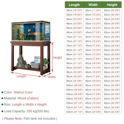 Oak Wood Aquarium Stand 2 Tier, Fish Tank Stand Cabinet for Living Room, Heavy Turtle Tank Stand/Reptile Holder, Fish Tank Display Table,B,60x30cm(23 5/8 - color: B, size: 60x30cm(23 5/8
