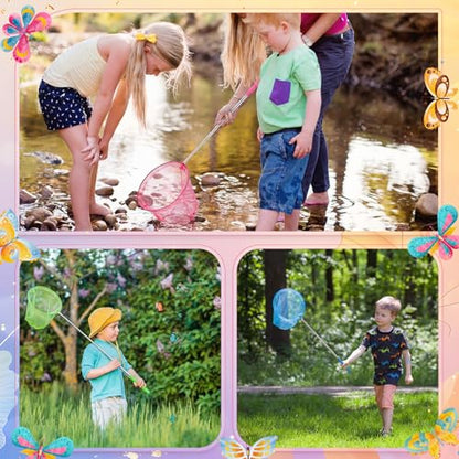 Kids Telescopic Butterfly Fishing Nets Colorful Bug Catching Nets Outdoor Tools for Catching Butterfly Insects Bug Fish Ladybird, Extendable from 6.5 Inch to 34 Inch