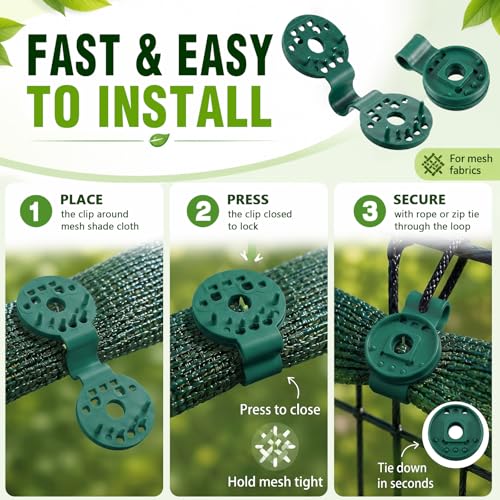 Frienda 30 Pcs Green Round Shade Cloth Plastic Clips Reusable Heavy Duty Sunshade Fabric Net Clips Attachment and Placement for Sun Shade Net Anti Bird Garden Waterproof Netting Accessories - color: Green
