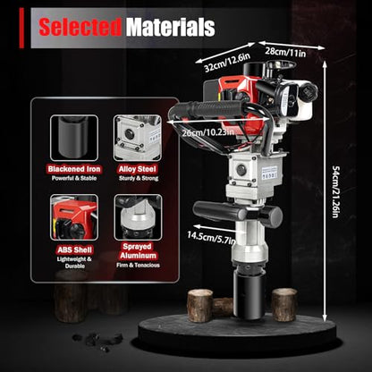 Gas Powered T-Post Driver, 900W 32.7CC T Post Pounder Driver Heavy Duty Gasoline, 2-Stroke Fence Farm Push Pile Gasoline Engine Kit for Fence Post Construction Site