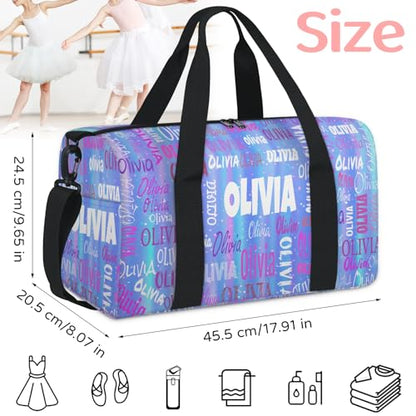 Custom Named Dance Ballet Bag, Gradient Blue Galaxy Shiny - color: Gradient Blue