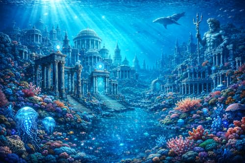 PVC Underwater Palace Fish Tank Background 30x18 Inches Undersea Ruins Jellyfish Coral Aquarium Terrarium Background Bearded Dragon Reptile Gecko Tank Background Decoration with Tapes - color: Ruins, size: 30'x18"/75x45cm