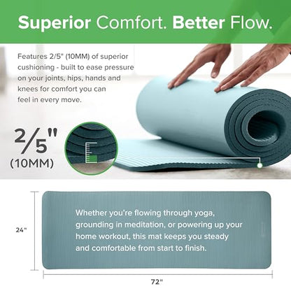 Gaiam Thick Yoga Mat, Exercise & Fitness Mat with Easy-Cinch Carrying Strap - color: Green, size: 2/5" (10MM)