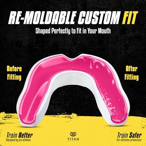 Mouth Guard Boxing, Dual-Layer Boil & Bite Mouthguard, Adult | Premium Dual-Layer | Case Included | Adult & Youth Custom-Fit Mouthpiece | Football, MMA, Hockey, Lacrosse, BJJ, Basketball - color: Pink, size: Adult Age 11+