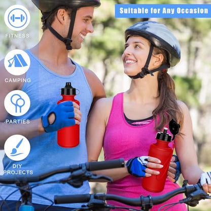 Zubebe 36 Pcs Sports Water Bottles Squeeze Bulk 21 oz | Reusable Plastic Water Bottles with Carry Strap, Back to School Supplies Summer Team Gifts for Students Travel Hiking Cycling - color: Red