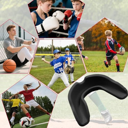 10 Pack Sports Mouth Guards, Gel-Fit, Universal, All Black - color: Black