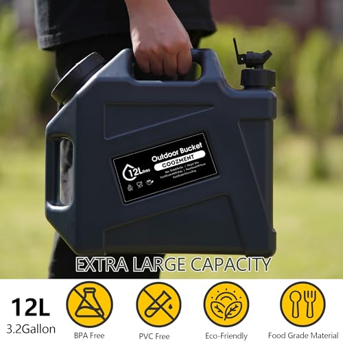 COOZMENT 3.2 Gallon/5 Gallon Water Containers with Spigot, BPA Free Water Jug, Military Green Water Tank, Multifunction Water Storage Containers for Camping Outdoor Hiking,Emergency Storage
