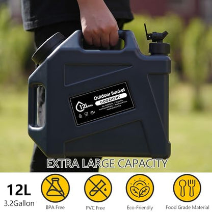 COOZMENT 3.2 Gallon/5 Gallon Water Containers with Spigot, BPA Free Water Jug, Military Green Water Tank, Multifunction Water Storage Containers for Camping Outdoor Hiking,Emergency Storage