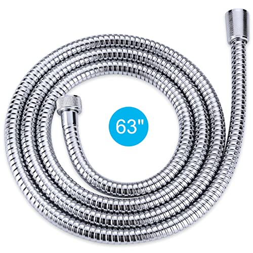 Chrome Finished Shower Hose 63 inches, Shower Hose Extra Long for Shower Head Flexible SUS 304 Stainless Steel Bidet hose for Bathroom Bathing Toilet Cleaning - color: Chrome, size: 63inch