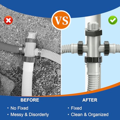 succulentlovers Swimming Pool Plunger Valve Bracket, Swimming Pool Hose Bracket Holders with Zip Ties & Straps Compatible with Most Brands, Pool Pipe Holders Support for Above Ground Pools Accessories