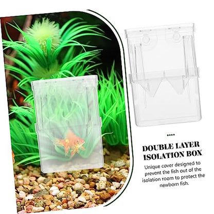 Kisangel 4pcs Fry Hatchery Incubator Small Fish Breeding Box Double-Layer Aquarium Isolation Container for Guppies and Betta