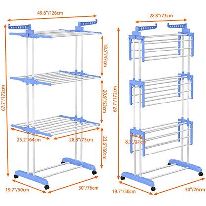 HOMIDEC Clothes Drying Rack, 4-Tier(67.7" H) Foldable Drying Rack Clothing - color: Blue