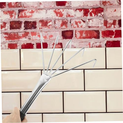 Toddmomy Tile Leveling Tool for Home Use 5-Prong Ash Rake Metal Head Versatile Brick Leveling Gadget for Efficient Tile Installation and Sand Flatting