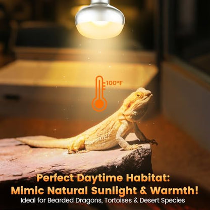 Dual Reptile Light Fixture with 100W Daytime Heat & UVB 10.0 Reptile Bulb, 2 Independent Switches, Reptile UVA UVB Heat Combo Pack - size: ST3