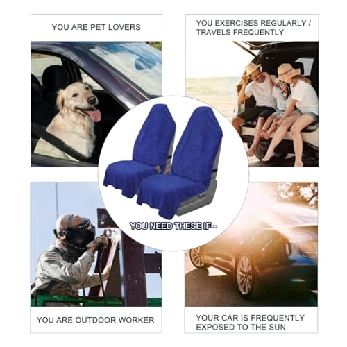 Car Seat Towel Cover, 2pcs Universal Front Seat Protector for Cars, SUVs and Trucks, Sweat Towel Car Seat Cover for Gym, Yoga, Swimming, Pets and Family Travel, Blue - color: Blue
