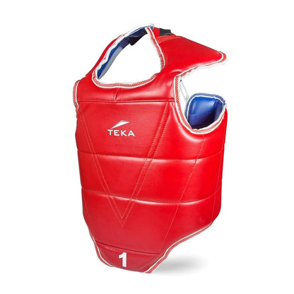 Chest Protector for Kickboxing, Sparring Training Heavy Punching, Boxing Body Protector Adjustable Shield, Martial Arts Upper Belly Protection Pad, Taekwondo - size: Large (Red/blue)