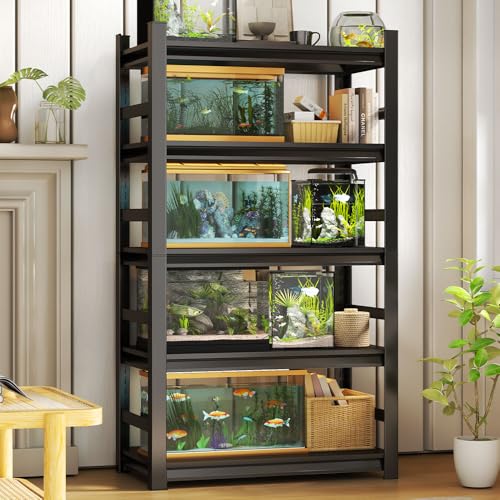 Fish Tank Stand Corner Adjustable Storage Organizer for Reptile Terrarium, Metal Shelving for Snake Bearded Dragon, Open 5 Tier Aquarium Stand, Fish Tank Not Included (47.2" Wx23.6 Dx87.9 H) - size: 47.2"Wx23.6"Dx87.9"H