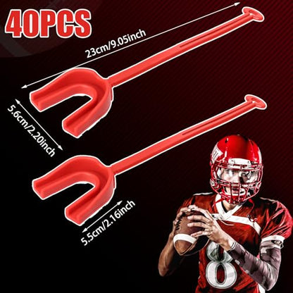 Seematn 40 Pcs Strapped Mouth Guard Bulk Football Mouthguard with Strap Youth Boxing Sports Mouthpieces Adult Mouthguard for Basketball Lacrosse Hockey Wrestling (Red) - color: Red