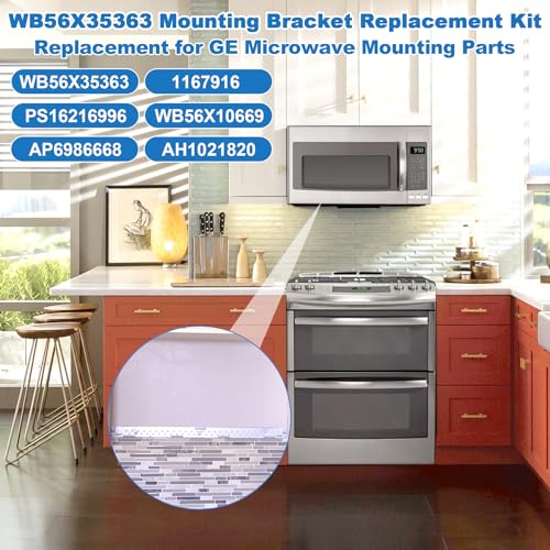 BigHead WB56X35363 Microwave Mounting Bracket Assembly Replacement for GE Microwave Oven | Includes Column Level & WB02X35527 Screws | Replaces AP6986668 PS16216996 WB56X10669