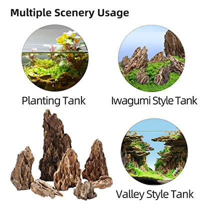 Natural Dragon Stones (16lbs, 2~8 inches,7-8pcs) for Aquascaping Terrariums, Paludariums,Vivariums, Reptile and Amphibian Enclosures - size: 01 Dragon(Ohko) Stone(2-8inch,16lbs)