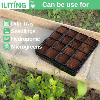 1010 Growing Trays, 10-Pack Heavy Duty Seed Trays 10" x 10" Without Drain Holes for Seedlings, Microgreens, Wheatgrass, Fodder & Hydroponics, Black - size: 10-Pack