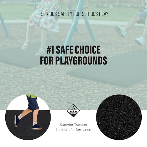 Playsafer Heavy Duty Commercial Grade Rubber Playground Safety Mat - Playground Protection Mat for Swings and Slides - 54" Long X 32" Wide x 2" Thick (Green) - color: Green