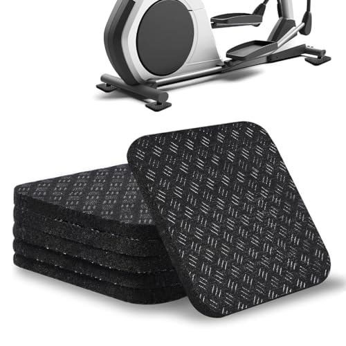 LOOEEL 6PCS Treadmill Mats,High Density Equipment Pads 4 x 4 x 0.2 inch Double-Sided Non-Slip Exercise Equipment Mat for Floor Protection,Washing Machine Pads,Walking Pad,Exercise Bike,Home Gym etc.