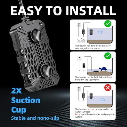 Aquarium Fish Tank Heater: 100W Submersible Aquarium Heaters with Adjustable Digital LED Controller Leaving Water Automatic Stop Heating for 10-20 Gallon Turtle Freshwater Saltwater - size: 100W(10-30gallon)