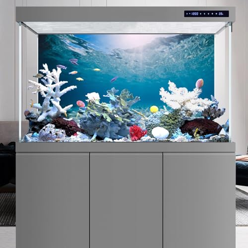 AWERT 72x18 inches Vinyl Undersea Ocean Floor Aquarium Background Tropical Tank Background - size: 72x18in/180x45cm
