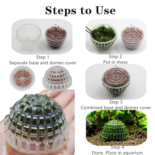 2 Pack Aquarium Moss Ball Holder Professional Plastic Moss Plant Holder with Hollow-Designed for Fish Tank Accessories (2)
