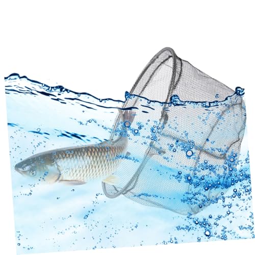 FRCOLOR 4pcs Foldable Fishing Landing Net Replacement, Stainless Steel Deep Round Net Head 40cm, Soft Flexible Trout Netting for Freshwater and Saltwater Anglers