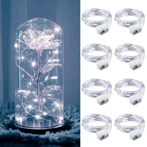 ZGWJ 8 Pack Fairy Lights Battery Operated, 7ft 20 Mini LED Fairy String Lights Silver Wire 3 Modes for DIY, Parties, Wedding, Bedroom, Halloween Christmas Decoration Silver White - color: White, size: 8