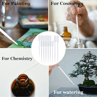 50Pcs Small Plastic Dropper Essential Oil Dropper Refillable Mini 1ML White Clear Crafts Eye Laboratory Liquid Calibrated Pipettes for Essential Oils Liquids Resin Activities Accessories - size: 5.51x0.47 inch(14x1.2cm)