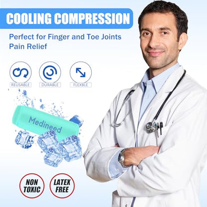 Medineed 2PCS Finger Gel Ice Pack Sleeves, Cold Therapy for Injuries, Green - color: Green